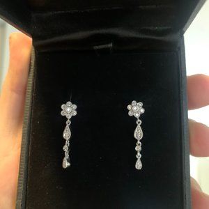 Gorgeous Flower Drop Earrings Sterling Silver